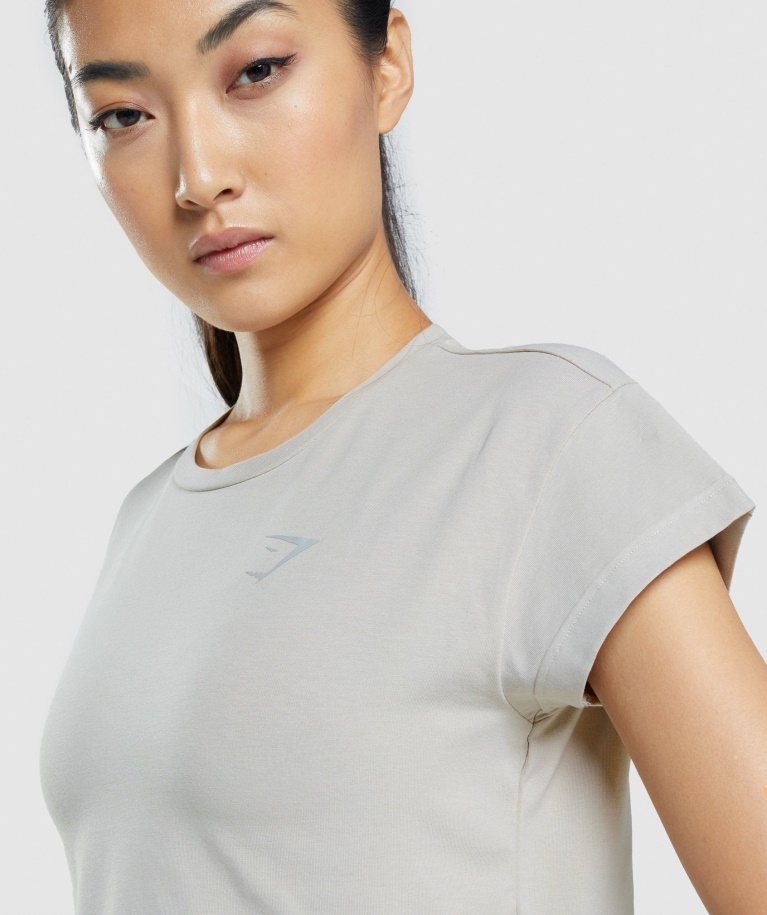 Animal Graphic Crop T-Shirt Grey Gymshark