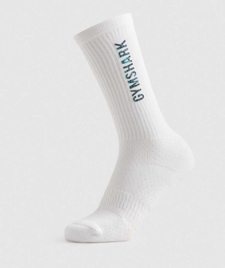 Animal Print Crew Socks White Gymshark