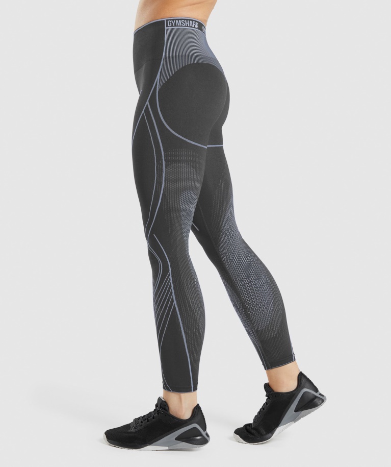 Apex Seamless High Rise Leggings Onyx Grey-Lavender Blue Gymshark