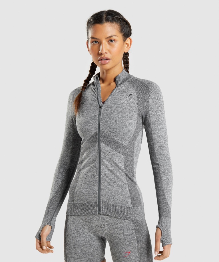 Gymshark Flex Zip Through Jacket Charcoal Marl