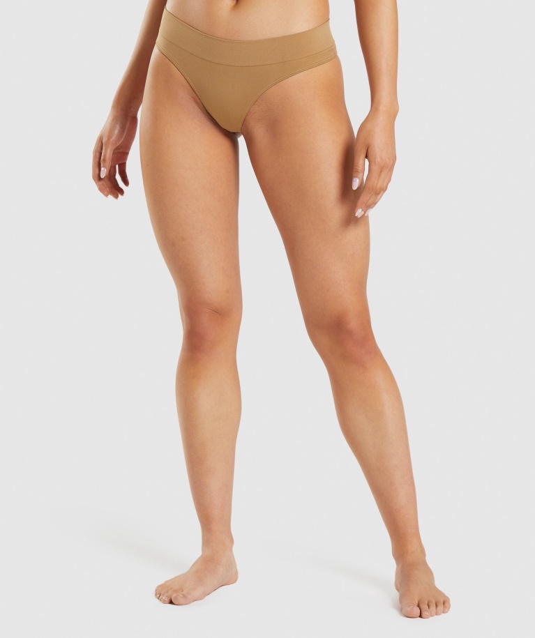 Gymshark Golden Light Brown Seamless Thong