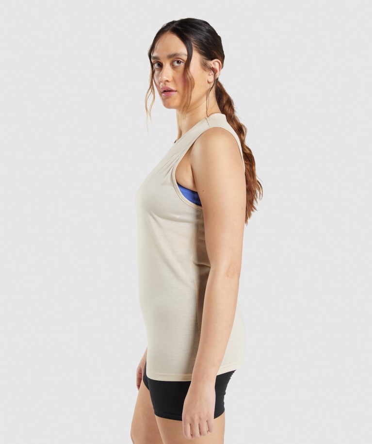 Training Drop Arm Tank Vanilla Brown Gymshark